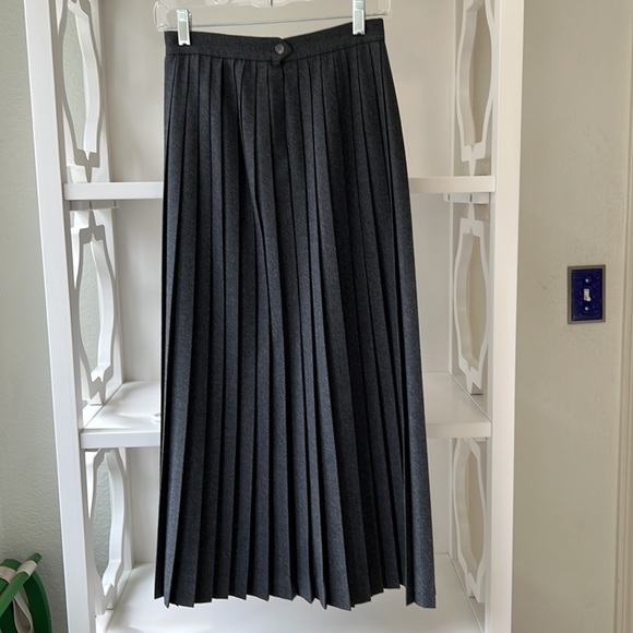 Vintage 80's Ralph Lauren 100% Wool Pleated Long Midi Long Charcoal Gray Size 6 - Picture 2 of 10